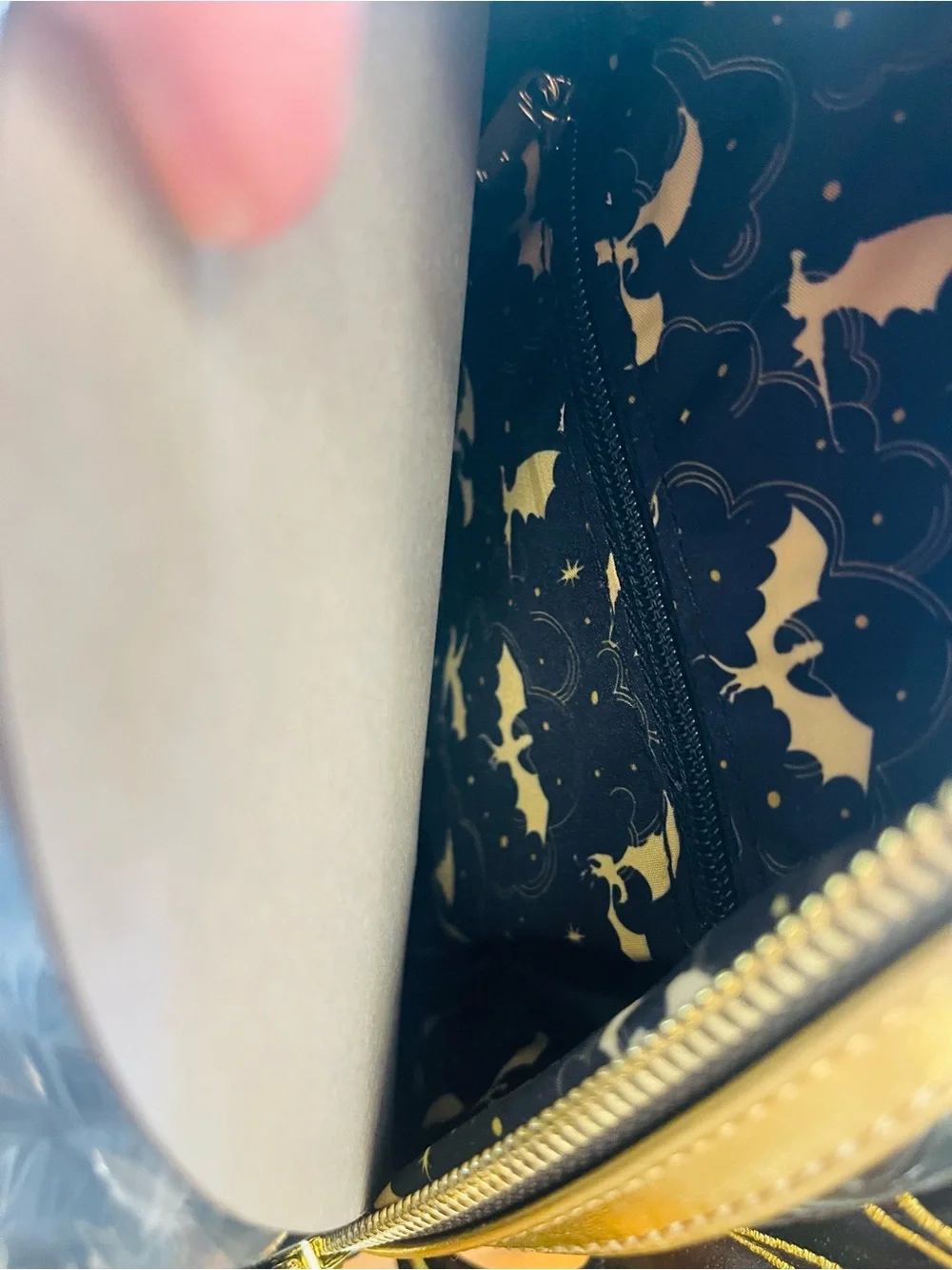 Loungefly Black and Gold Dragon Mini Backpack NWT